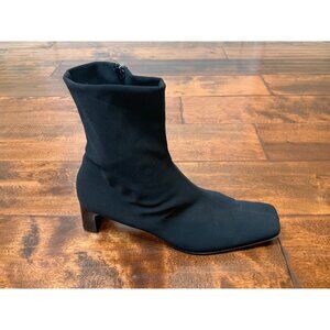 Paul Green Black Fabric Square Toe Block Heel Ankle Boot, Size 9 (US) 6.5 (PG)